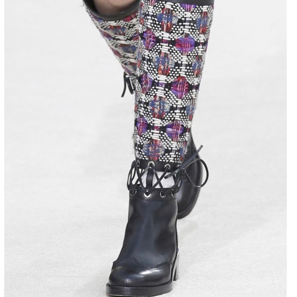 Chanel tall boot quilted tweed